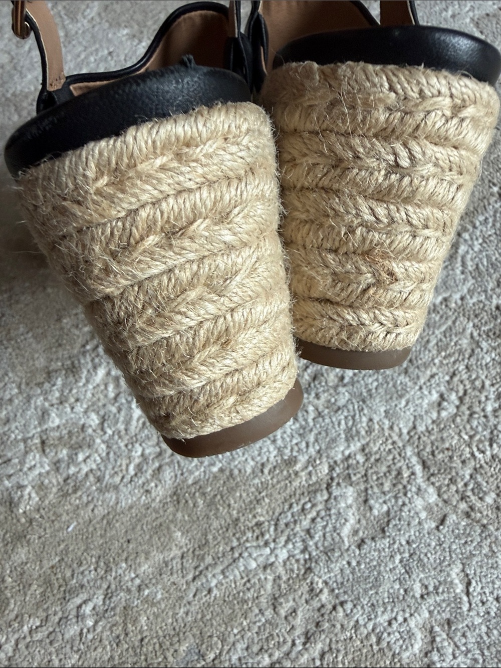 Vionic Black Leather Espadrille Wedge Sandals - Picture 6 of 10